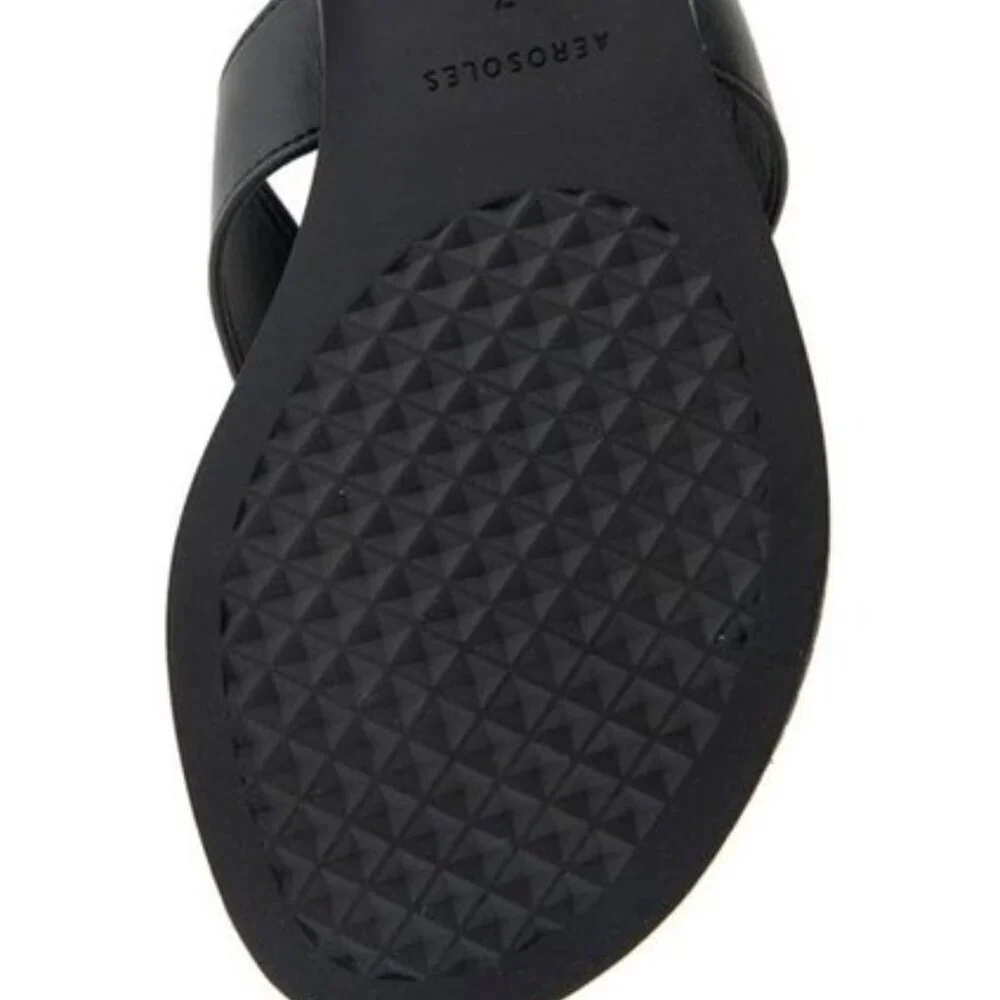 NIB Aerosoles Women’s Galen Flip-Flop – Black Faux Leather, Size 7M